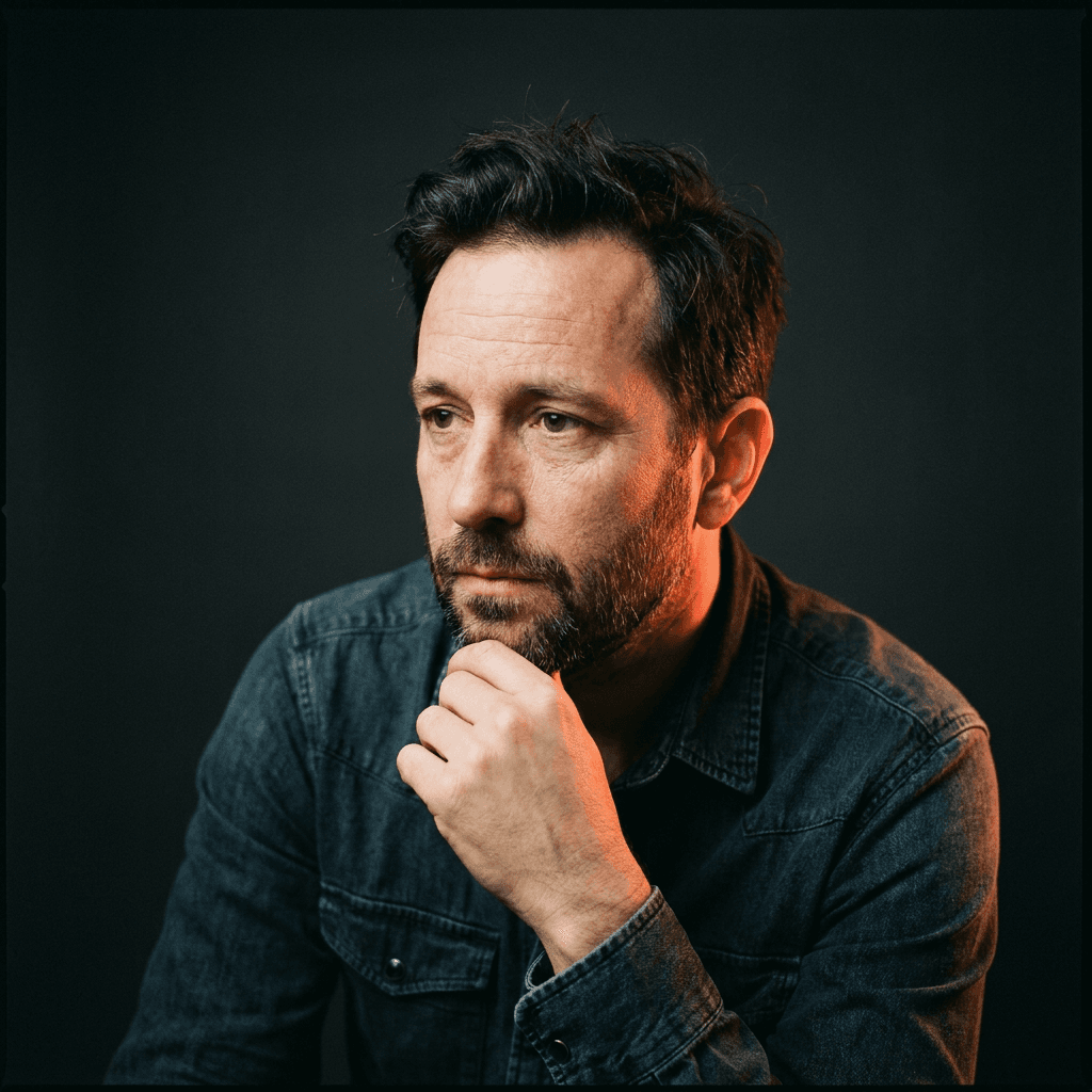 Portrait of Dov Arbel against a dark studio backdrop